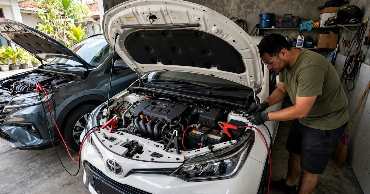 Cara jumper aki mobil tekor yang benar di garasi rumah