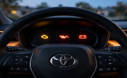 Arti lampu indikator dashboard Toyota: simbol peringatan check engine, oli, dan aki di panel instrumen