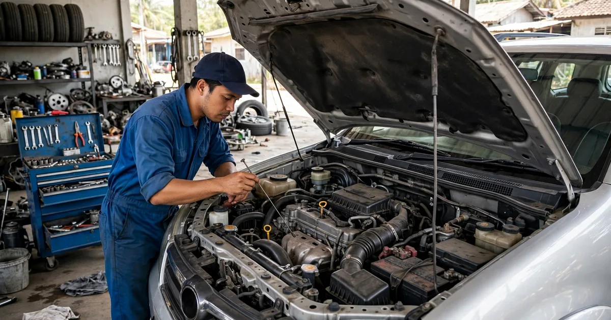 Oli mesin berkurang padahal tidak bocor, cek dipstick di bengkel Toyota Bekasi