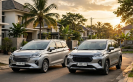 Perbandingan Toyota Veloz vs Honda BR-V 2026, dua MPV 7 seater di jalan perumahan Indonesia - veloz vs br-v 2026